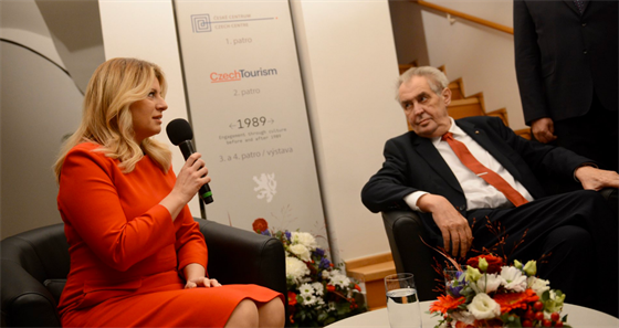 Slovenská prezidentka Zuzana aputová s eským prezidentem Miloem Zemanem