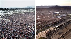 Porovnejte letenskou demonstraci z listopadu 1989 a listopadu 2019 Porovnejte letenskou demonstraci z listopadu 1989 a listopadu 2019