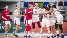 České basketbalistky slaví výhru nad Rumunskem. České basketbalistky slaví výhru nad Rumunskem.