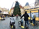 Vánoční strom na Staroměstském náměstí je již na svém místě, na okolních stromech jsou světelné řetězy, na nedalekém Ovocném trhu je stavěno kluziště. Vánoční strom na Staroměstském náměstí je již na svém místě, na okolních stromech jsou světelné řetězy, na nedalekém Ovocném trhu je stavěno kluziště.