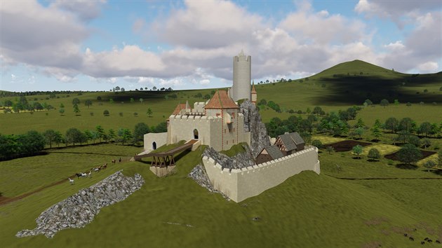 Hrad Skalka. Z mnoha hradů v Českém středohoří se dochovaly jen ruiny či pouhé fragmenty. Milan Sýkora a jeho kolegové dokázali pomocí „čtení“ terénu a s využitím různých historických pramenů vytvořit 3D modely jejich někdejší podoby.