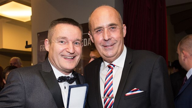 Vladimír Hron a Petr Salava na galavečeru Amfora 45 (Praha, 19. listopadu 2019)