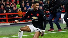 Marcus Rashford z Manchesteru United slaví svj zásah do sít Sheffieldu.