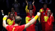 panlský tým slaví vítzství na finálovém turnaji Davis Cupu.