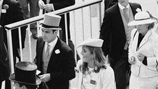 Princ Andrew a Sarah Fergusonová na dostizích (Ascot, 19. ervna 1985)