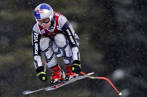 Ester Ledecká pi tréninku sjezdu v Lake Louise.