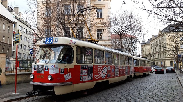 Tramvaj prezidenta Václava Havla na Vinohradech