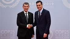 Andrej Babiš (vlevo) a španělský premiér Pedro Sánchez na klimatickém summitu v... Andrej Babiš (vlevo) a španělský premiér Pedro Sánchez na klimatickém summitu v...