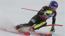 Američanka Mikaela Shiffrinová na slalomu v Killingtonu. Američanka Mikaela Shiffrinová na slalomu v Killingtonu.