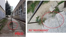 Nepovedené opravy chodník a schod dokumentuje napíklad facebooková stránka...
