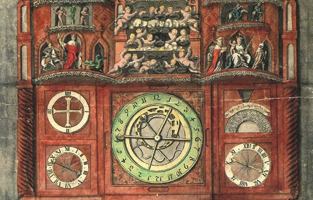 Podoba olomouckého orloje z roku 1747. Autorem maleb, je tento stroj zdobily...