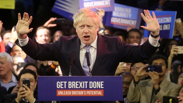 Britsk premir Boris Johnson pi svm zvrenm proslovu. (19. prosince 2019)