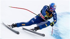 Italský lyžař Dominik Paris na trati sjezdu v Bormiu. Italský lyžař Dominik Paris na trati sjezdu v Bormiu.