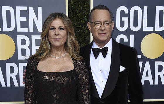 Manelé Rita Wilsonová a Tom Hanks na Zlatých glóbech (Los Angeles, 5. ledna...
