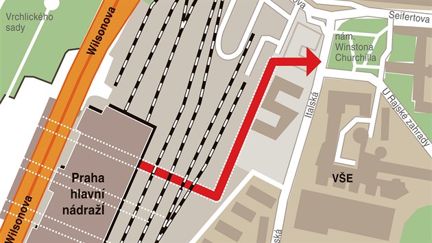 Kudy vede podchod pod hlavním nádražím.