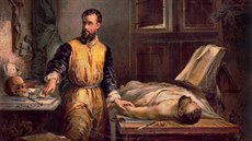 Belgický otec anatomie Andreas Vesalius při pitvě Belgický otec anatomie Andreas Vesalius při pitvě