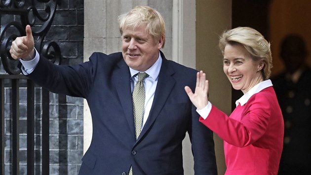 Premir Boris Johnson a pedsedkyn Evropsk komise Ursula von der Leyenov na jednn o brexitu. (8. ledna 2020)