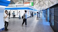 Automatické vlaky mají jezdit na nov budované trase metra D (na snímku vizualizace jedné ze stanic).