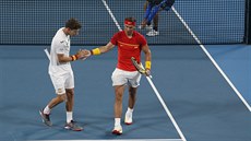 Rafael Nadal (vpravo) a Pablo Carreňo Busta vybojovali ve čtyřhře vítězný bod v... Rafael Nadal (vpravo) a Pablo Carreňo Busta vybojovali ve čtyřhře vítězný bod v...