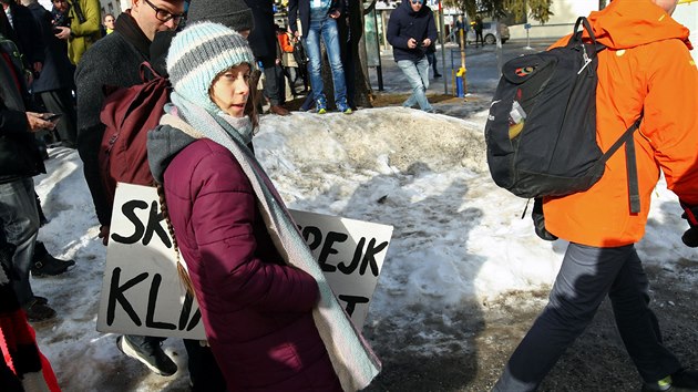 vdsk aktivistka Greta Thunbergov se bhem 50. zasedn Svtovho ekonomickho fra (WEF) v Davosu zastnila protestu proti klimatickm zmnm. (24. ledna 2020)