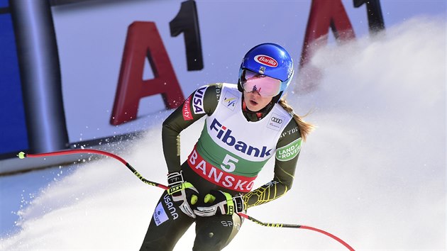 Mikaela Shiffrinov v cli sjezdu v Bansku.