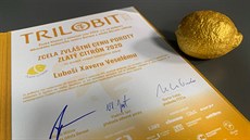 Anticena Zlatý citron, kterou dostal moderátor Luboš Xaver Veselý od Českého... Anticena Zlatý citron, kterou dostal moderátor Luboš Xaver Veselý od Českého...
