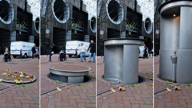 Veejn toalety Urilift v Londn jsou pes den schovan pod zem. (21. prosince 2009)