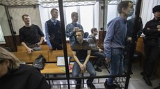 Skupina mužů, kteří podle ruské tajné služby FSB stáli za teroristickým... Skupina mužů, kteří podle ruské tajné služby FSB stáli za teroristickým...