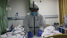 Léka v karanténním oddlení nemocnice v ínském Wu-chanu, odkud se rozíil...