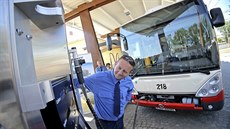 Jihlava CNG autobus MHD plnicí stanice zemní plyn Jihlava CNG autobus MHD plnicí stanice zemní plyn