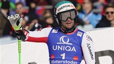 Rakušan Vincent Kriechmayr se v cíli raduje z povedeného super-G v... Rakušan Vincent Kriechmayr se v cíli raduje z povedeného super-G v...