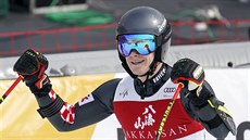 Filip Zubi po vítzství v obím slalomu v japonském stedisku Naeba.