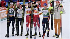 Tři nejlepší dvojice ze zábodu sdruženářů v Lahti. Zleva třetí Němci Vinzenz... Tři nejlepší dvojice ze zábodu sdruženářů v Lahti. Zleva třetí Němci Vinzenz...
