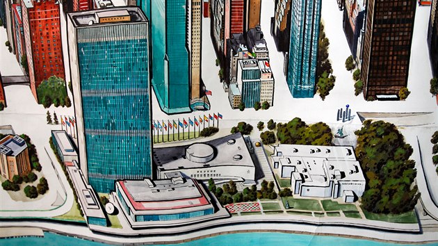 Na mapě New Yorku nesmí chybět ani budova OSN.