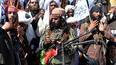 Bojovníci Tálibánu oslavují mírovou dohodu, kterou v sobotu s islamistickým...