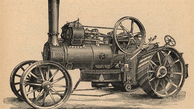 Lokomobila pouvan k parn lanov orb (Ilustrovan nauka o polnm hospodstv, 1902)