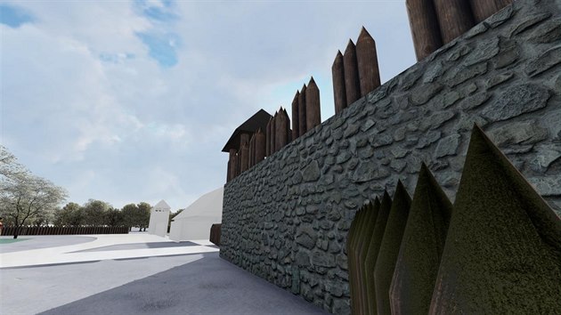 V areálu Archeoskanzenu Modrá budují opevnění s palisádami, kamenným valem a strážní věží, která bude přístupná návštěvníkům.