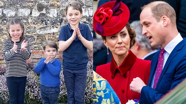 Sourozenci princezna Charlotte, princov Louis a George a jejich rodie, vvodkyn Kate a princ William (2020)