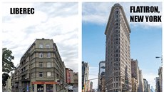 Nárožní dům na Jablonecké ulici v Liberci a Flatiron v New Yorku Nárožní dům na Jablonecké ulici v Liberci a Flatiron v New Yorku