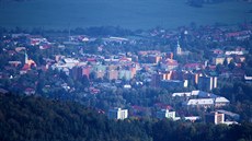 Pohled na Frenštát pod Radhoštěm z rozhledny na Velkém Javorníku. Pohled na Frenštát pod Radhoštěm z rozhledny na Velkém Javorníku.