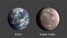 Srovnání velikosti Zem a exoplanety Kepler-1649c na ilustraci NASA