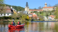 Pohled vodáka při příjezdu do Rožmberka Pohled vodáka při příjezdu do Rožmberka