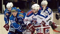 Hokejisté Velkého Meziříčí (v modrém) hráli třetí nejvyšší českou soutěž... Hokejisté Velkého Meziříčí (v modrém) hráli třetí nejvyšší českou soutěž...