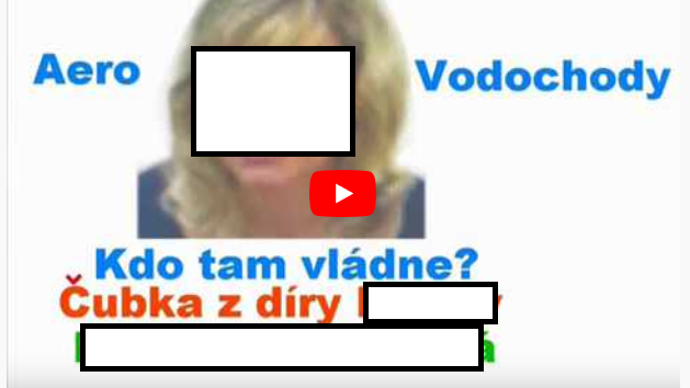 Printscreen videa, kter mlo dehonestovat pracovnici spolenosti Aero Vodochody (jmno a tv jsme anonymizovali)