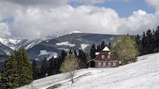 Pohled na Sněžku od Žižkovy boudy v Peci pod Sněžkou (12. 5. 2020) Pohled na Sněžku od Žižkovy boudy v Peci pod Sněžkou (12. 5. 2020)