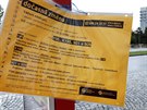 Informace o změně vedení autobusových linek v Jabloňové ulici kvůli úpravám plynovodu. Snímek ze Skalky. Informace o změně vedení autobusových linek v Jabloňové ulici kvůli úpravám plynovodu. Snímek ze Skalky.