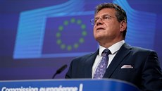 Místopředseda Evropské komise Maroš Šefčovič na tiskové konferenci oznamuje... Místopředseda Evropské komise Maroš Šefčovič na tiskové konferenci oznamuje...