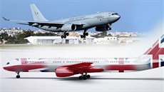 Současný vládní letoun A330 Voyager britského královského letectva RAF (nahoře)... Současný vládní letoun A330 Voyager britského královského letectva RAF (nahoře)...