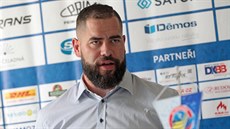Roman Polák na tiskové konferenci hokejových Vítkovic. Roman Polák na tiskové konferenci hokejových Vítkovic.