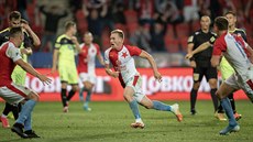 Fotbalista Slavie Petr Ševčík vstřelil jedinou branku utkání proti Plzni a... Fotbalista Slavie Petr Ševčík vstřelil jedinou branku utkání proti Plzni a...